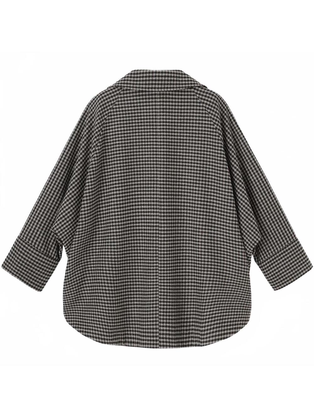 Uniqlo GU COZY MELTON Checked Cape Coat NWT Black Brown XS - Picture 5 of 7